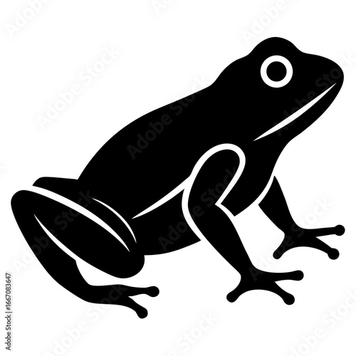 Simple black frog silhouette icon for design