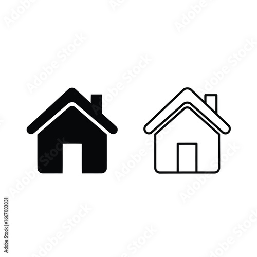Black and white house icons on a white background