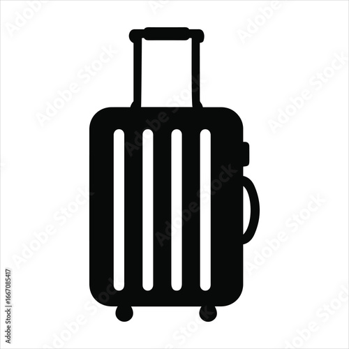 Modern black rolling suitcase with telescopic handle and wheels for travel and vacation
