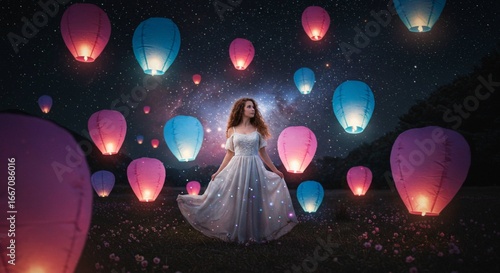 woman with lanterns