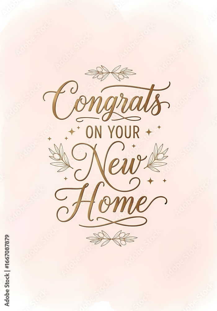 Obraz premium Congratulations on your new home delicate calligraphy design for greeting card or poster