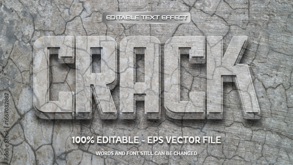 Obraz premium Crack editable text effect with natural stone background