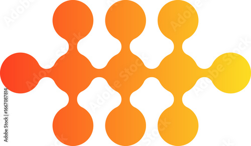 Gradient circles arranged in a clustered diamond-shaped modular geometric grid.