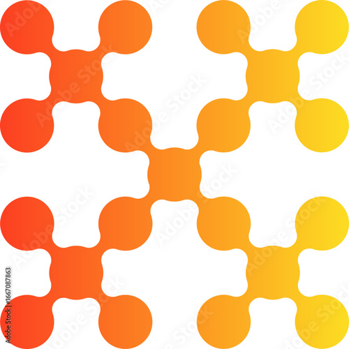Expanded cluster of interconnected gradient circles forming a modular geometric organic composition.