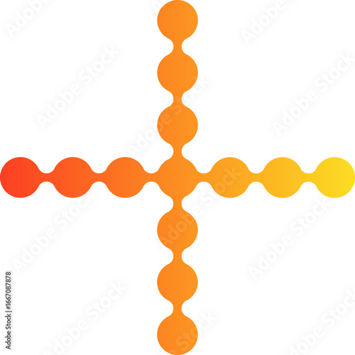 Gradient circles forming a modular geometric cross with medium-scale proportions.