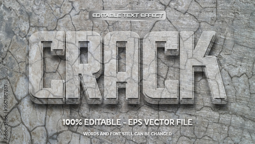 Crack editable text effect with natural stone background