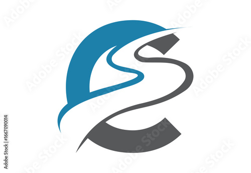 Initial Letter C with backspace S or pathway Logo design vector template