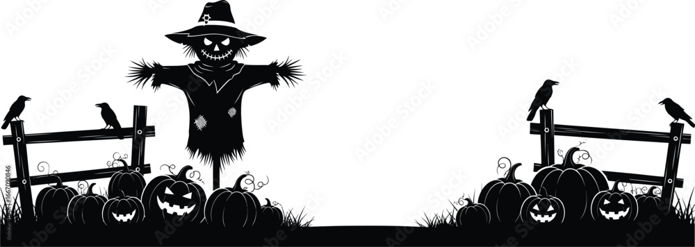 Fototapeta premium Halloween party invite vector art of silhouette of a witch flying on a broom with bats and stars, perfect for halloween designs vector