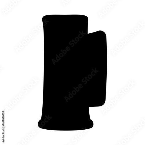 Bold silhouette illustration of a traditional beer stein with a handle design