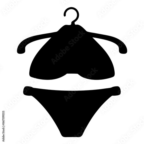 Black and White Vector Image of a Bikini on a Hanger