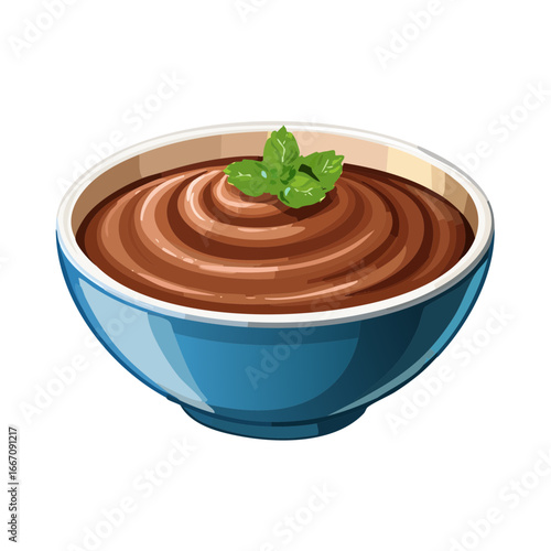 Delicious Bowl of Chocolate Pudding Isolated on a Transparent Background