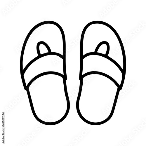 Outline of flip-flops on a white background, concept of footwear  