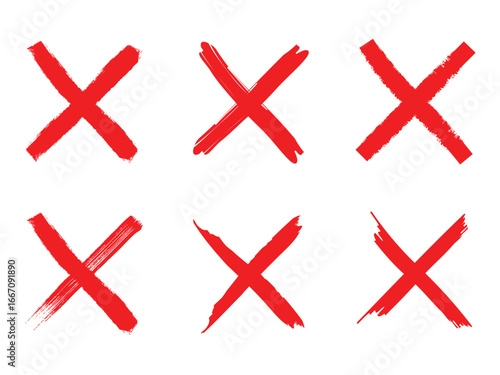 Illustration of Red Cross Symbols with Brush Stroke Effect