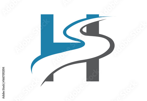 Initial Letter H with backspace S or pathway Logo design vector template