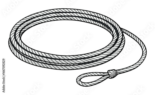 Coiled rope on dark background with knot detail