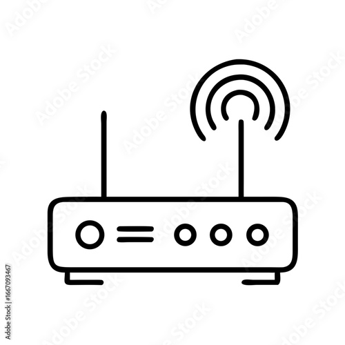 Wi-Fi router icon in minimalist line design for connectivity concept  