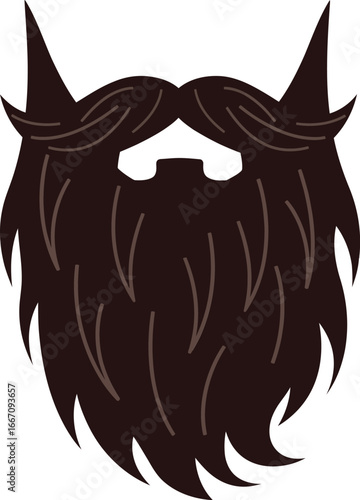 Movember beard vector art of detailed beard and mustache icon for barbershop or hipster style design vector