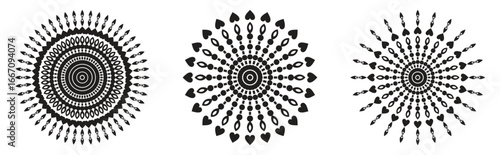 High-quality black and white mandala decorative patterns with geometric circular designs. Perfect for rangoli, abstract art, meditation, henna, tattoos, cultural artwork, and yoga-inspired graphics
