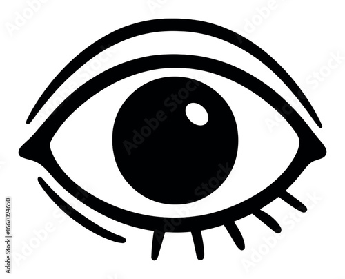 Abstract design of black eye silhouette on gradient gray background