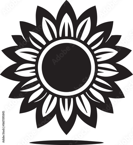 Black Minimalist Flower Silhouettes Icons