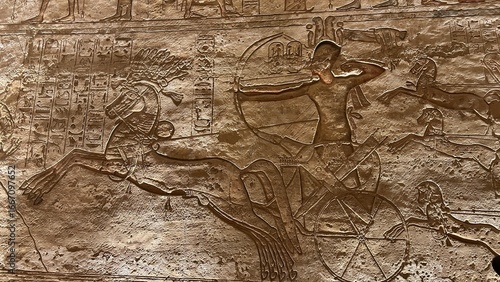 Φωτογραφία Battle relief of Ramesses II in chariot at Abu Simbel temple, Egypt