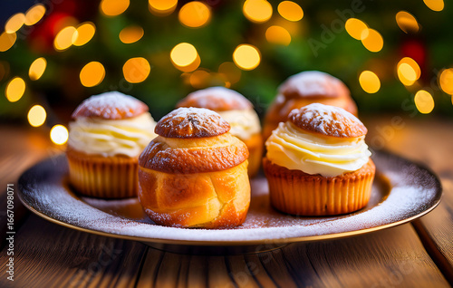 Christmas Cream Cupcakes with Festive Lights