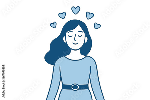 A woman embracing self-love and body positivity through a gentle hug