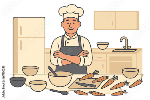 A skilled culinary expert is preparing a nutritious meal in the kitchen using fresh ingredients and vegetables to create tasty dishes