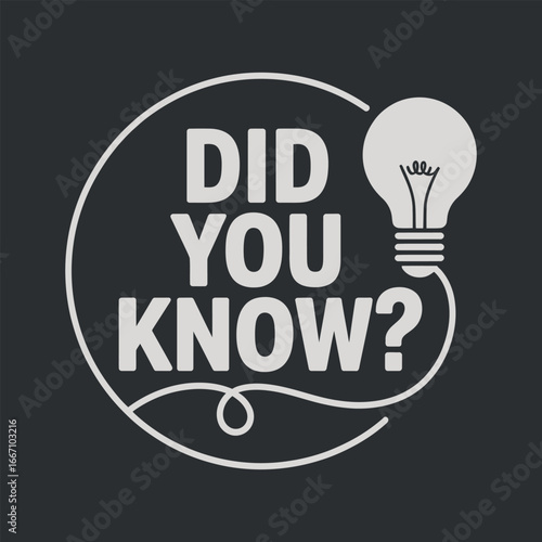 Did You Know? Lightbulb Icon with Question Mark Inside Circle for Information and Knowledge Sharing Concept