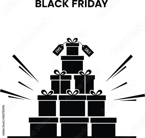 Black friday social post vector art of black friday sale with gift boxes for promotion and special offer vector