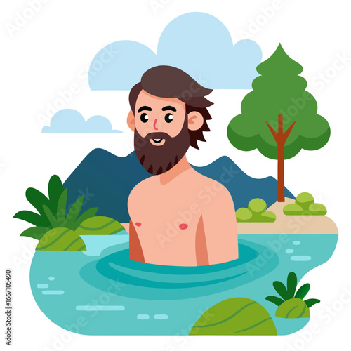 illustration of a man in the pool