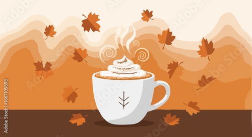 Steaming Pumpkin Spice Latte Vector
