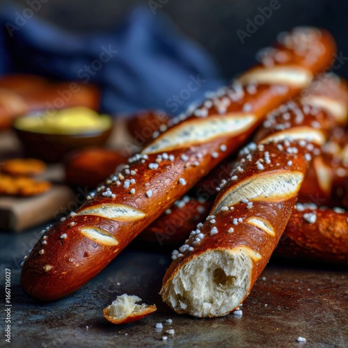 Fresh lye pretzels with coarse sea salt