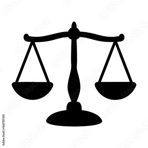 Symmetrical Scales of Justice in Striking Black Silhouette Symbolizing Fairness