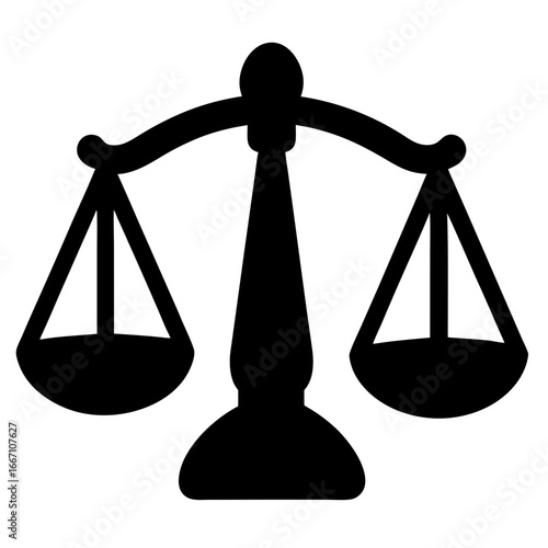 Silhouette of scales of justice symbolizing law and balance, black and white