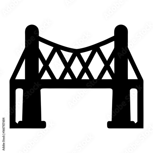 Minimalist Silhouette of a Truss Bridge, Symbolizing Connection and Engineering Prowess