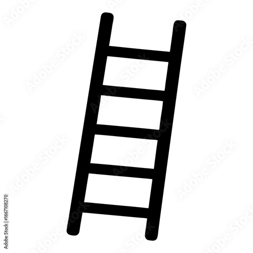 Stylized black and white image of a ladder with five rungs
