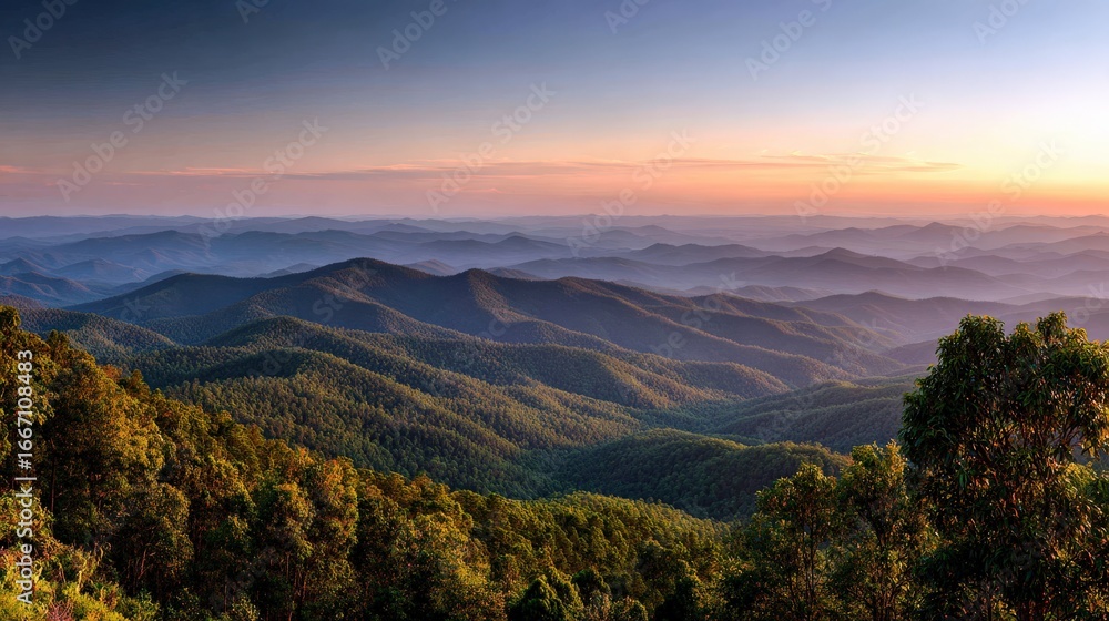Fototapeta premium Twilight serenity on rolling hills