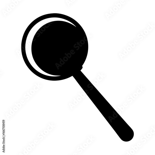 Simple black and white illustration of a magnifying glass for exploration