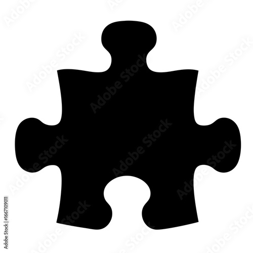 Isolated black puzzle piece representing solutions, strategy and teamwork concept