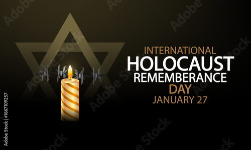 Holocaust remembrance day candle in memory, vector art illustration.