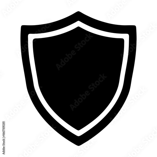 Simple black and white shield emblem symbol with inner lining