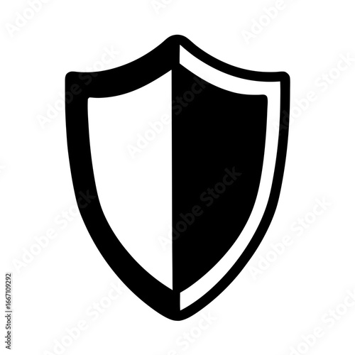 Twotone shield emblem with thick border provides a sense of protection