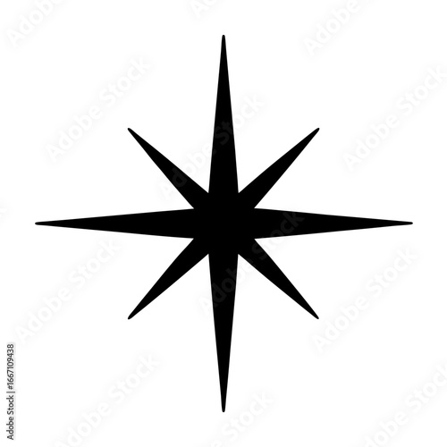Abstract eight pointed star on a white background with pointy shapes