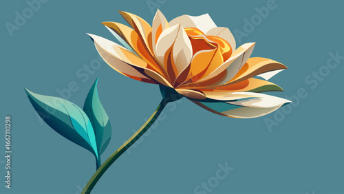 Minimalist single stem of 4K HDR fresh flowers stands radiant, simplicity amplifying atmosphere, semi-realistic abstraction capturing purity, grace, and timeless botanical elegance in serene visual 