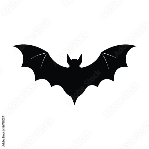 silhouette of a bat flying on white background