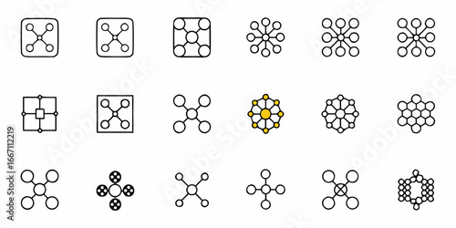 Dynamic set of network connections for creative business solutions, modern data visualization, and innovative technology integrations with linked nodes