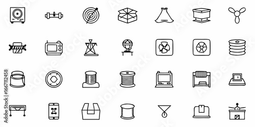 Diverse outline icons set, ready for creative projects, perfect for web design, app development, and print media, clean and scalable, a versatile design asset