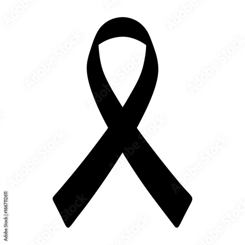Simple Black Ribbon Symbol for Mourning, Remembrance, or Solidarity Support