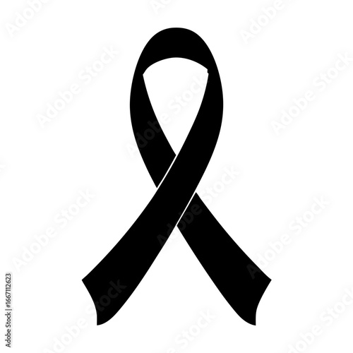 A classic black awareness ribbon, symbolizing support and solidarity in digital form